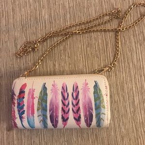 Chain crossbody feather bag